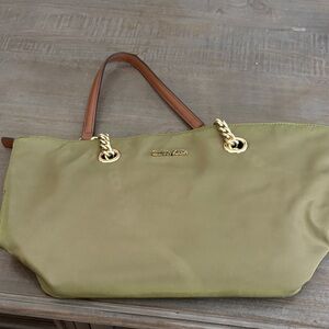 Calvin Klein Khaki Tote with Gold Accents